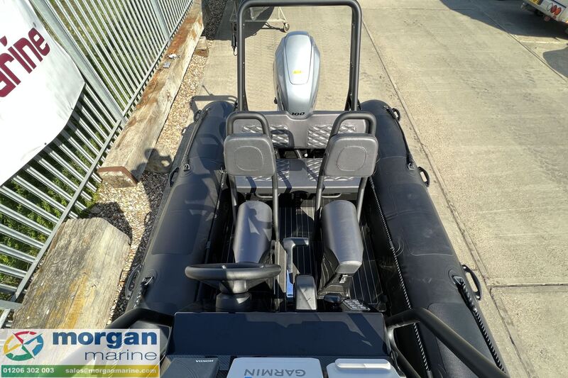 Highfield Patrol 500 aluminium RIB - overhead view from console to aft Highfield  Patrol 500