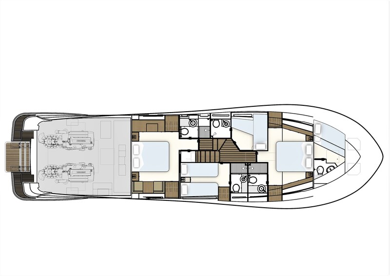 Lower deck, 4 cabin Monachus Yachts Monachus 70