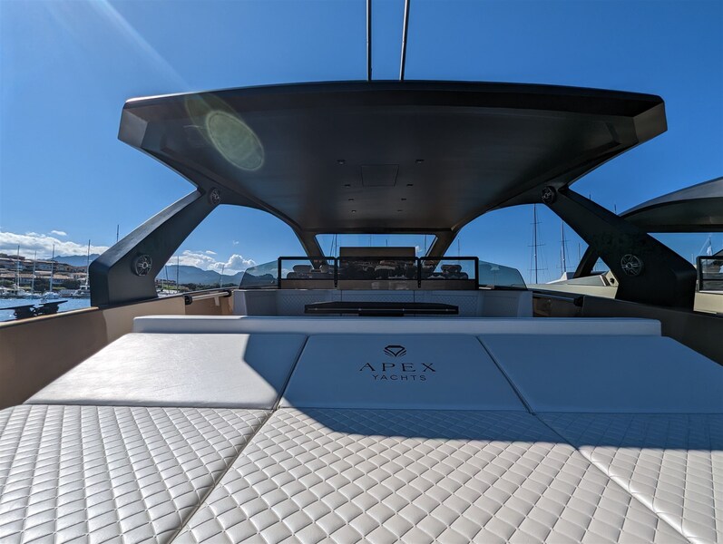 Apex 60 aft sunpad Apex Yachts Apex 60